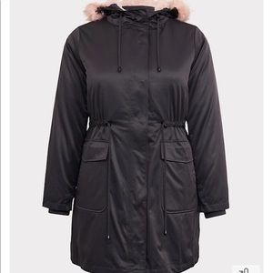 GREY TWILL & PINK FAUX FUR TRIM 3-IN-1 PARKA